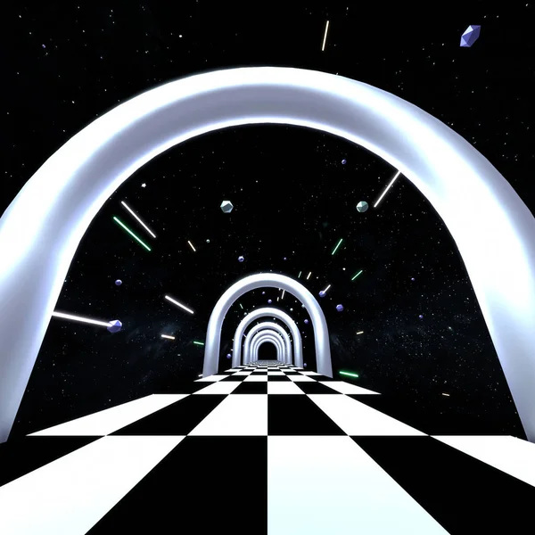 3DレンダリングSf宇宙回廊 二乗比 — ストック写真