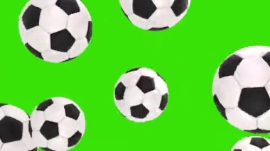Yeşil ekran arkaplan animasyonunda 3d futbol topu. 