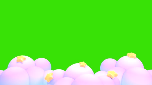 Looped Cartoon Pastel Nuvens Estrelas Tela Verde Animação Fundo — Vídeo de Stock