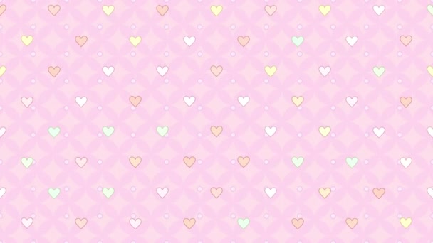 Looped Cartoon Heart Pattern Wallpaper Animation — Stock Video