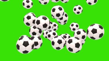 Yeşil ekran arkaplan animasyonunda 3d futbol topu. 