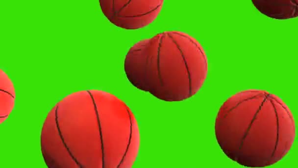 Cartoon Basketballs Green Screen Background Animation — Vídeos de Stock