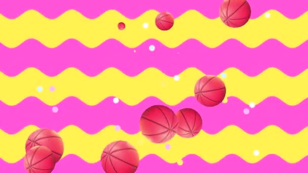 Looped Cartoon Bouncing Basketballs Animation — Stok video