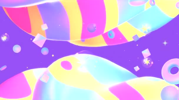 Looped Colorful Wavy World Various Geometric Shapes Animation — Stock video