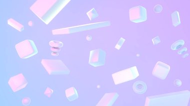 3d rendered soft pastel gradient color geometric shapes background.