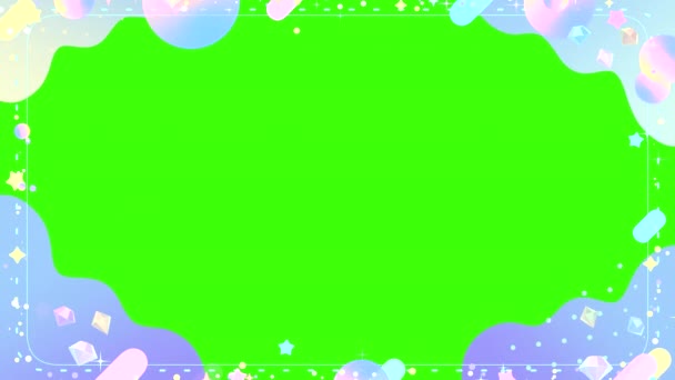 Looped Isolated Soft Pastel Gradient Frame Bling Bling Diamonds Green — Stockvideo