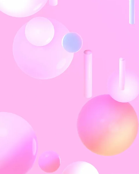 ピンクの背景に柔らかいパステル調のグラデーションの球を3Dレンダリング ロイヤリティフリーのストック写真