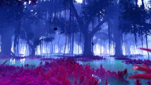 Fantástica Selva Púrpura Verde Azulado — Vídeo de stock