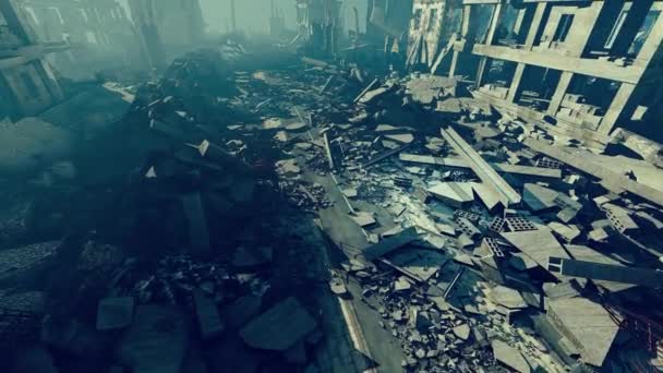 Straat Verwoest Door Oorlog Apocalyps — Stockvideo