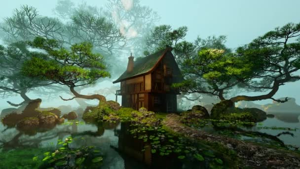Une Fantastique Maison Bois Dresse Sur Une Île Parmi Les — Video