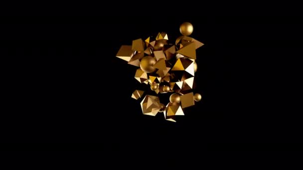Las Partículas Animadas Forma Bolas Cuadrados Triángulos Suman Diferentes Formas — Vídeos de Stock