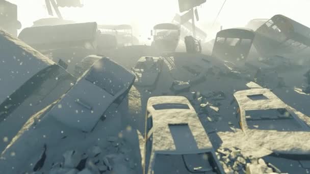 雪に覆われた車のダンプの3Dアニメーション — ストック動画