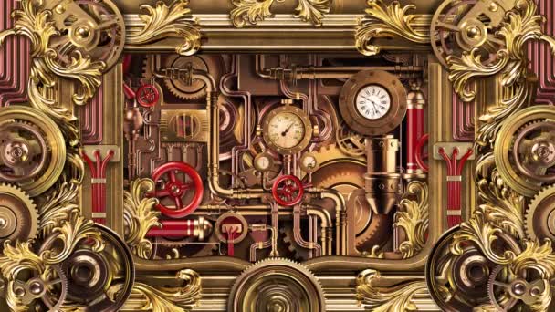 Ciclo Animazione Sul Tema Steampunk Industria Fantasia Meccanismi — Video Stock