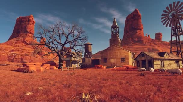 Animazione Sul Tema Dei Paesaggi Naturali Wild West Sua Architettura — Video Stock