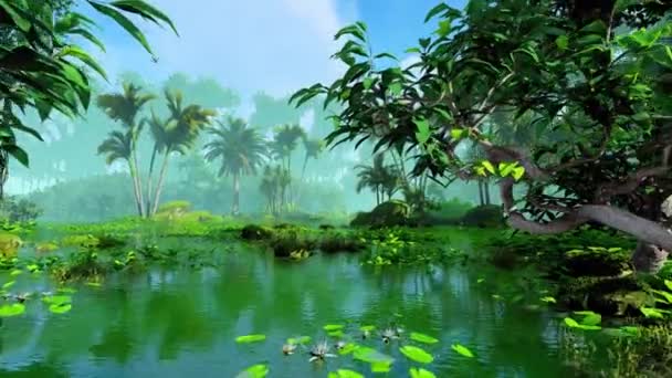 Tropical Forest Swamp Animation — Stock Video