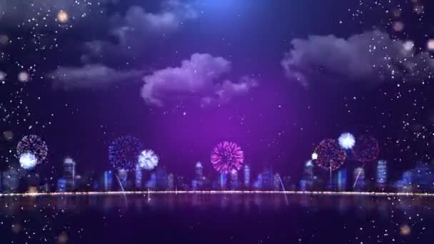 Fireworks Party Fialovém Pozadí — Stock video