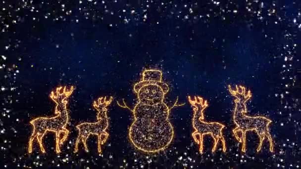 Festive Glitter Snowman Reindeers — Stock Video