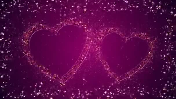 Romantic Celebration Loop Purple Hearts — Stock Video