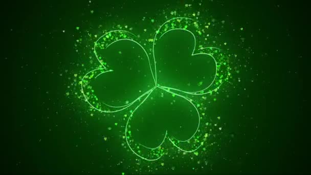 Animación Fondo Perfectamente Loopable Con Partículas Shamrock Hojas — Vídeos de Stock