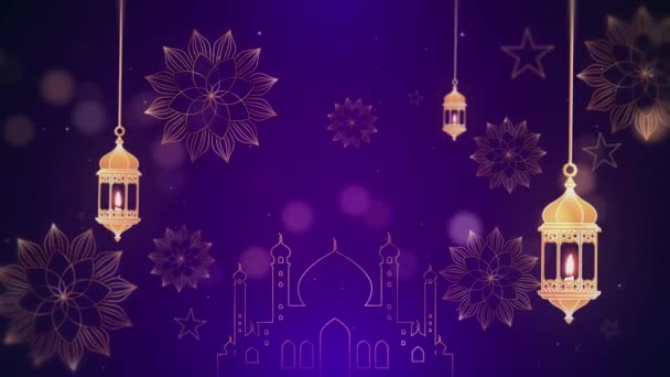 Ramadan Contexte Sur Bacgkround Violet — Video