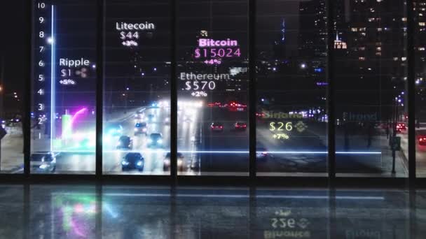 未来的な暗号通貨ホログラフィックガラスの表示 — ストック動画