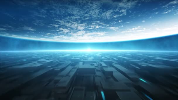 Panorama Espacial Alta Tecnología Planeta Fondo — Vídeo de stock