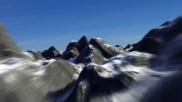 Terbang Melalui Pegunungan Dalam Animasi — Stok Video