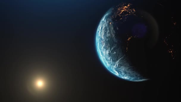 Planeta Terra Espaço Nascer Sol Panorama Cósmico — Vídeo de Stock