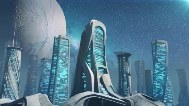 Space City Einer Animation — Stockvideo