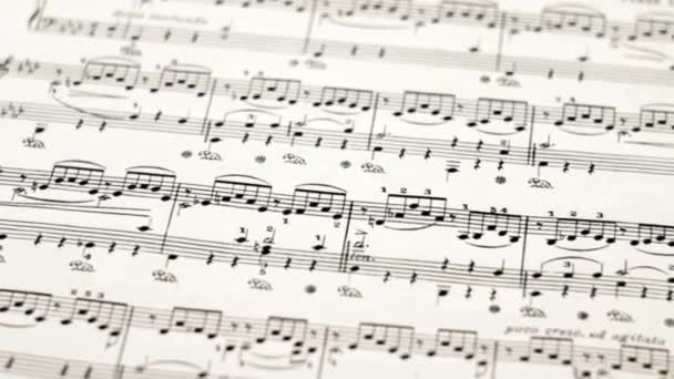 Varios Clips Partitura Musical Clásica Papel Blanco — Vídeos de Stock