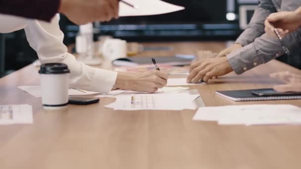 Teamwork Working Documents Modern Business Office — Stock Video