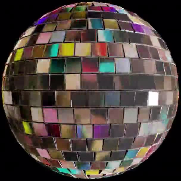 Golden Disco Ples Průhledným Alfa Pozadím — Stock video