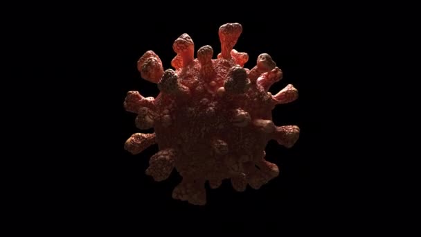 Animering Orange Koronaviruscell Med Transparent Alfa Bakgrund — Stockvideo