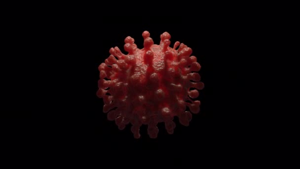 Animering Rörlig Röd Koronaviruscell Med Transparent Alfa Bakgrund — Stockvideo