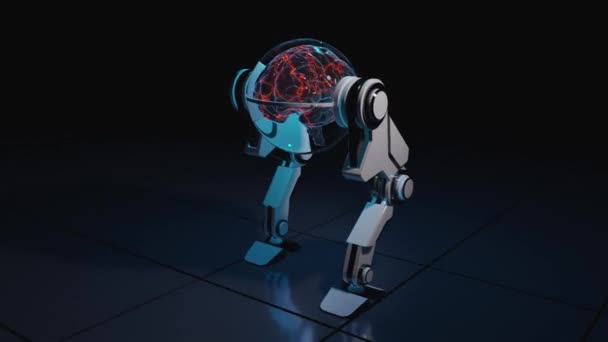 2フィート上の脳ロボット — ストック動画