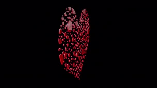 Анимация Сердца Прозрачным Альфа Фоном — стоковое видео