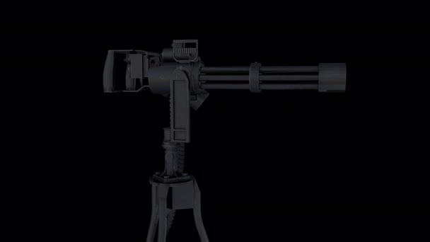 Modern Minigun Animation Med Transparent Alfa Bakgrund — Stockvideo