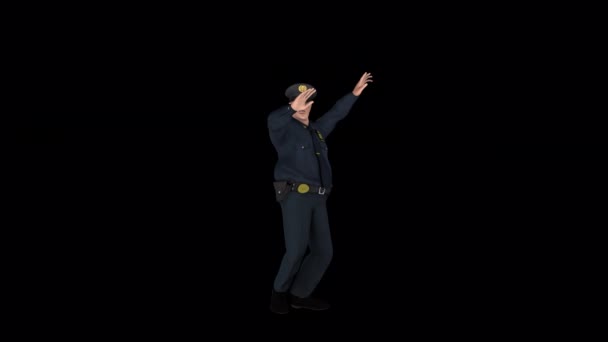 Fat Police Officer Funny Dance Animation Mit Transparentem Alpha Hintergrund — Stockvideo