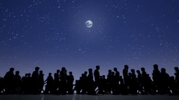 3D中的人群与黑夜动画 — 图库视频影像
