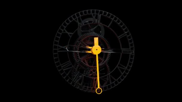 Abstrait Horloge Engrenages Animation Avec Fond Transparent Alpha — Video