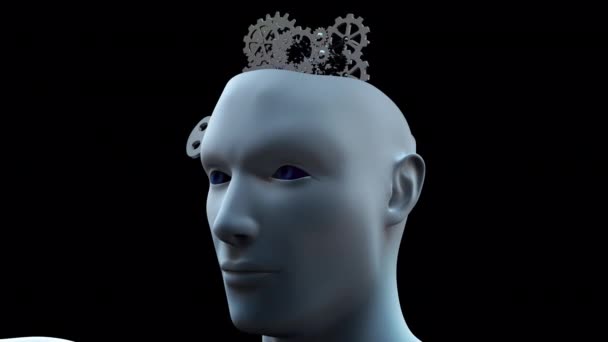 Анімація Мозкових Шестерень Прозорим Фоном Альфа — стокове відео