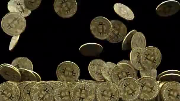 Bitcoins Llenar Animación Superposición Pantalla Con Fondo Transparente Alfa — Vídeos de Stock