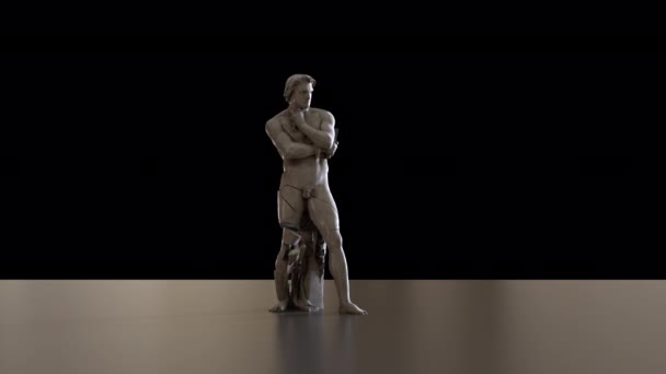 Antieke Standbeeld Vernietiging Animatie Met Transparante Alfa Achtergrond — Stockvideo