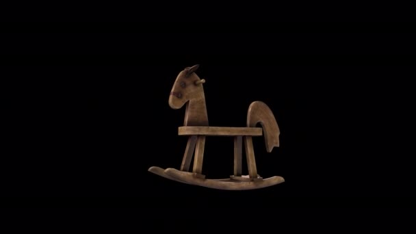 Antique Horse Toy Animacja Przezroczystym Alfa Tle — Wideo stockowe