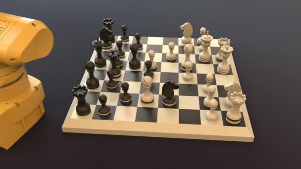 Сучасні Технології Робот Грають Шахову Анімацію — стокове відео
