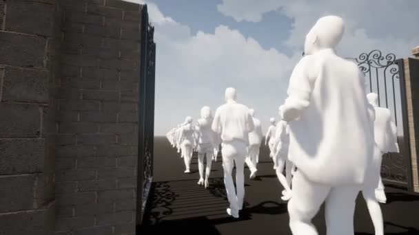 People Walking Heaven Gate — Stock Video