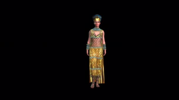 Cleopatra Animación Egipcia Antigua Con Fondo Transparente Alfa — Vídeos de Stock