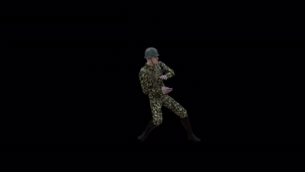 Şeffaf Alfa Geçmişi Olan Asker Dansçı Animasyonu — Stok video