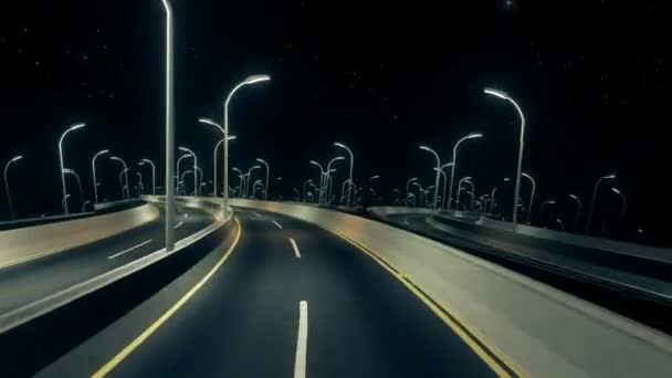 Eindeloze Road Night Sky Illusie Animatie — Stockvideo