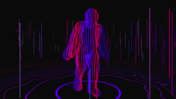 紫とピンクのダンスライン男で3D — ストック動画